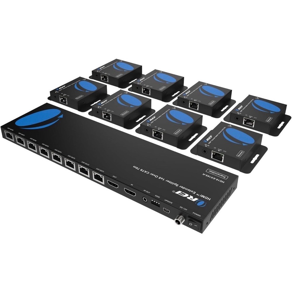 OREI 4K 1x8 HDMI Extender Splitter Multiple Over CAT 6/7 Cable with EDID READ